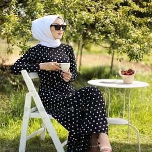 Black and white polka dot long sleeve maxi dress Sz M